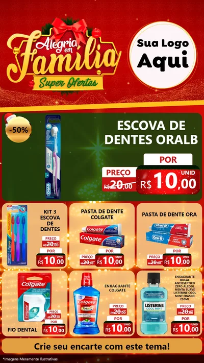 Modelo de Rede Social para Stories com o tema Alegria em Família Super Ofertas - Natal para Higiene Pessoal