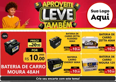 Modelo de Encarte para Encarte A4 Horizontal com o tema Aproveite e Leve Também para Baterias Elétricas