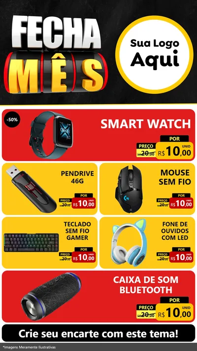 Modelo de TV para TV Vertical com o tema Fecha Mês para Informática
