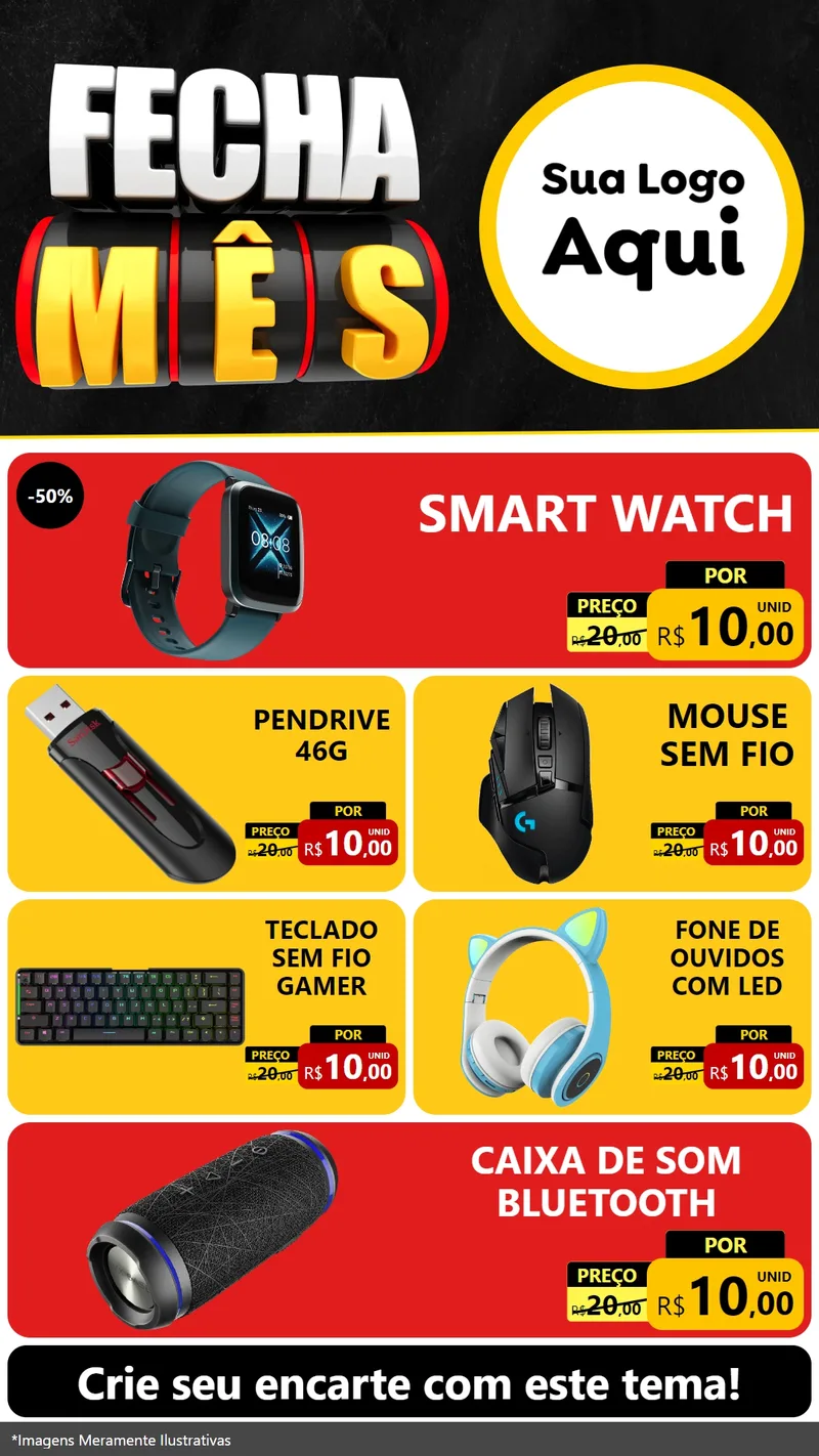 Modelo de TV para TV Vertical com o tema Fecha Mês para Informática