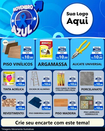 Modelo de Rede Social para Feed Instagram com o tema Novembro Azul para Material para Construção