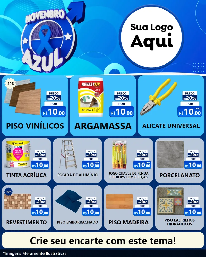 Modelo de Rede Social para Feed Instagram com o tema Novembro Azul para Material para Construção