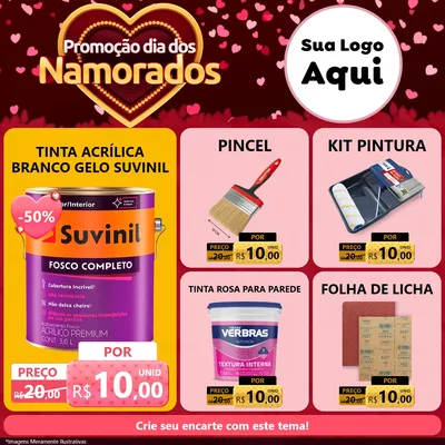 Modelo de Rede Social para Feed Facebook com o tema Promoção Dia Dos Namorados para Tintas e Ferramentas