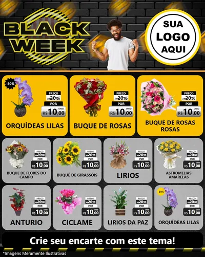 Modelo de Rede Social para Feed Instagram com o tema Black Week para Floricultura e jardim