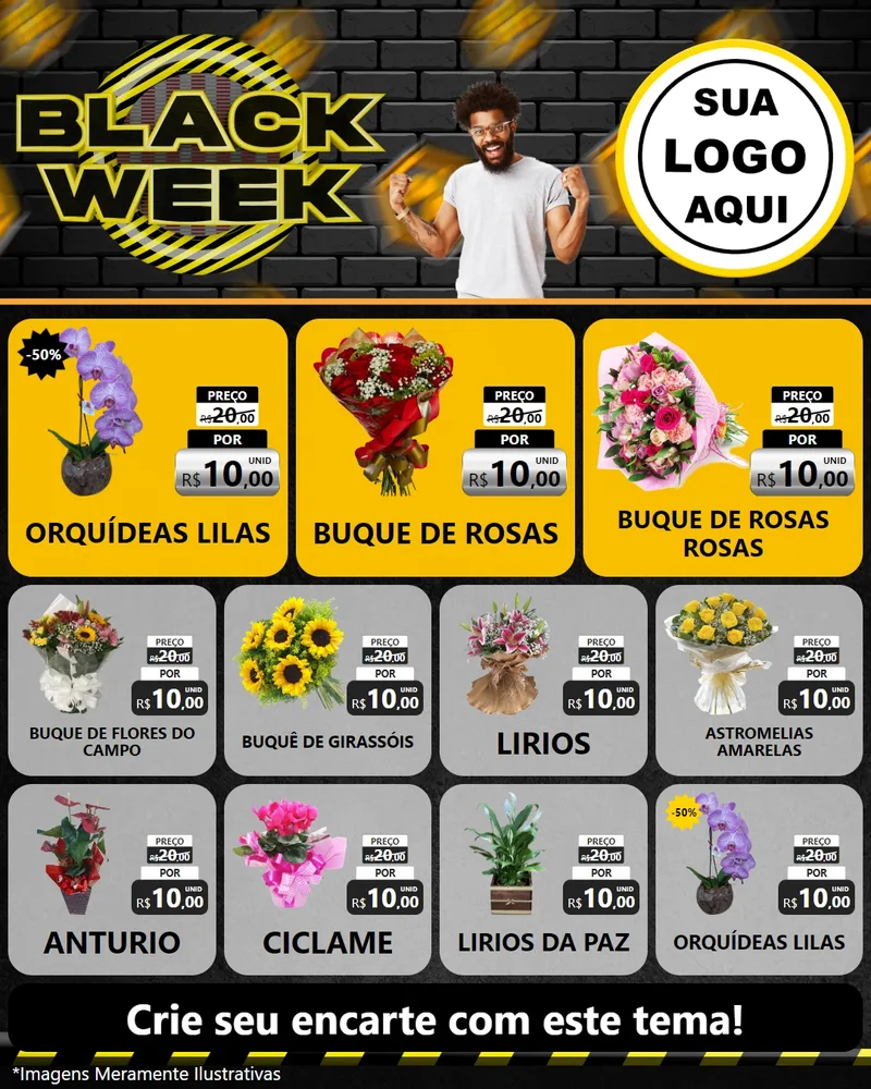 Modelo de Rede Social para Feed Instagram com o tema Black Week para Floricultura e jardim