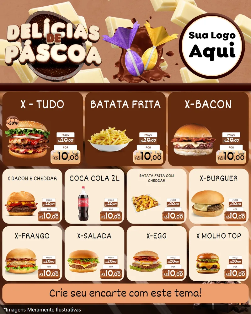 Modelo de Rede Social para Feed Instagram com o tema Delícias de Páscoa para Hamburgueria