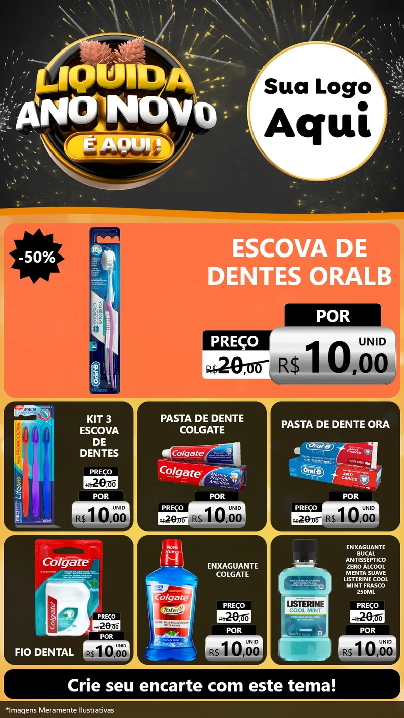 Modelo de Rede Social para Stories com o tema Liquida Ano Novo É Aqui! para Higiene Pessoal