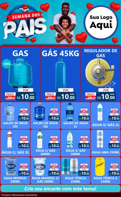 Modelo de Encarte para Encarte Grande com o tema Semana Dos Pais para Água e gás