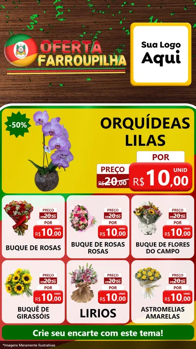 Modelo de Rede Social para Stories com o tema Oferta Farroupilha para Floricultura e jardim