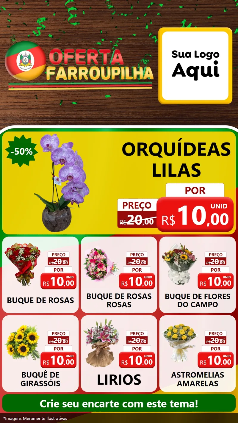 Modelo de Rede Social para Stories com o tema Oferta Farroupilha para Floricultura e jardim