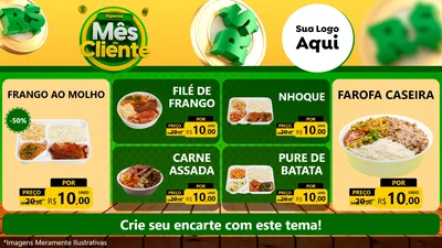 Modelo de TV para TV Horizontal com o tema Especial Mês do Cliente para Restaurante