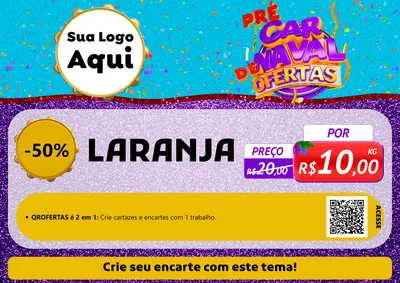 Modelo de Cartaz para Cartaz A4 Horizontal com o tema Pré Carnaval de Ofertas para Hortifrúti