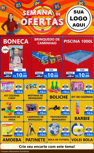 Modelo de Encarte para Encarte Grande com o tema Semana de Ofertas para Brinquedos