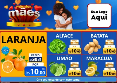 Modelo de Encarte para Encarte A4 Horizontal com o tema Mês das Mães para Hortifrúti