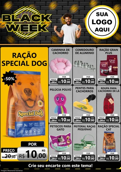 Modelo de Encarte para Encarte A4 Vertical com o tema Black Week para Pet Shop