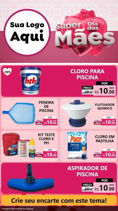Modelo de TV para TV Vertical com o tema Super Dia Das Mães para Produtos para Piscina