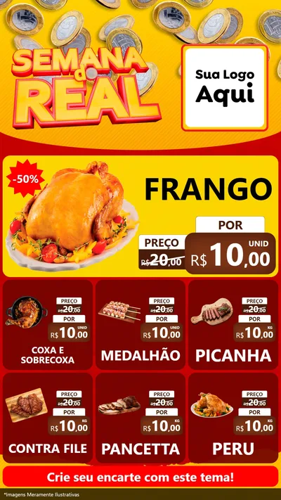 Modelo de Rede Social para Stories com o tema Semana do Real para Assados