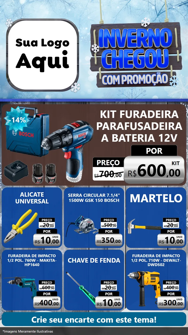 Modelo de Rede Social para Stories com o tema Inverno Chegou Com Promoção para Maquinas e Ferramentas