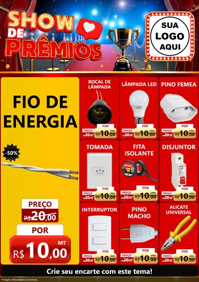 Modelo de Encarte para Encarte A4 Vertical com o tema Show de Prêmios para Materiais Elétricos