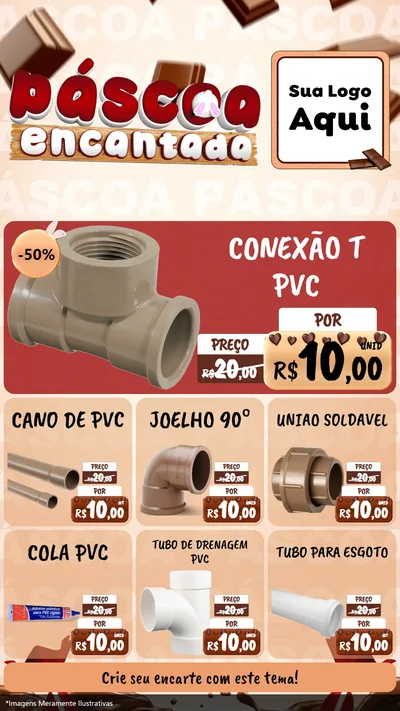 Modelo de Rede Social para Stories com o tema Páscoa Encantada para Tubos e conexões