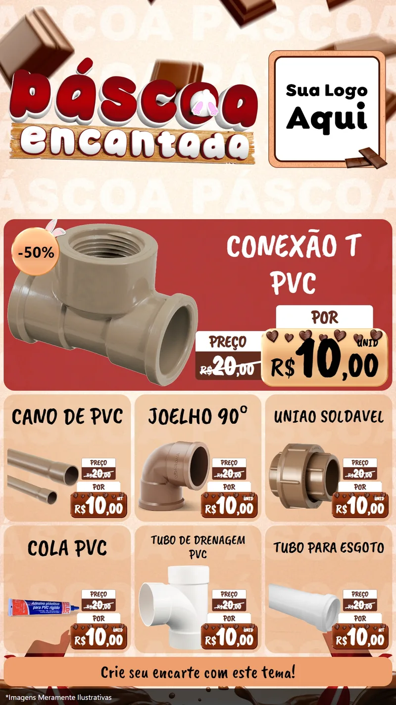 Modelo de Rede Social para Stories com o tema Páscoa Encantada para Tubos e conexões