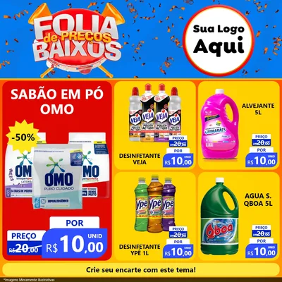 Modelo de Rede Social para Feed Facebook com o tema Folia de Preços Baixos para Produtos de Limpeza