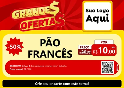 Modelo de Cartaz para Cartaz A4 Horizontal com o tema Grandes Ofertas para Padaria