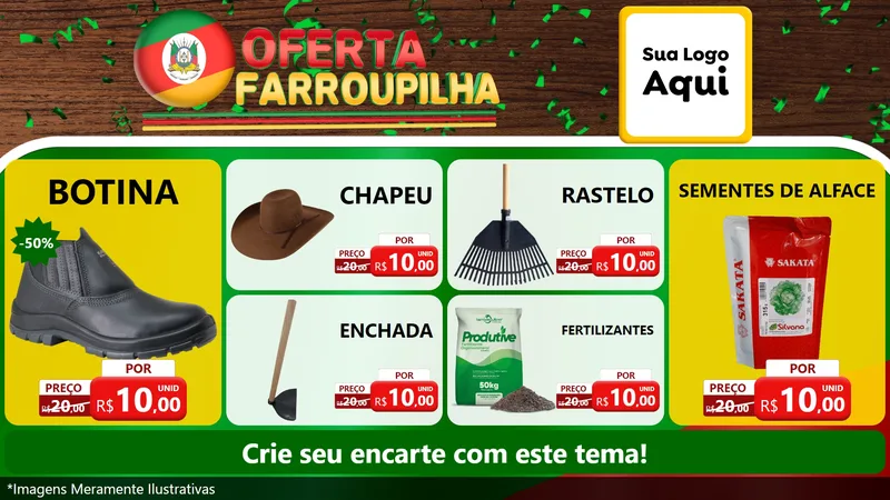 Modelo de TV para TV Horizontal com o tema Oferta Farroupilha para Agropecuária