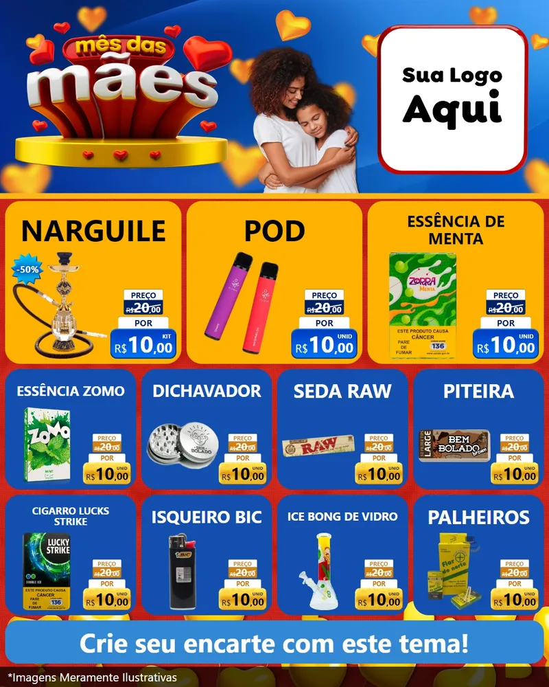 Modelo de Rede Social para Feed Instagram com o tema Mês das Mães para Tabacaria