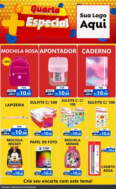 Modelo de Encarte para Encarte Grande com o tema Quarta Mais Especial para Papelaria