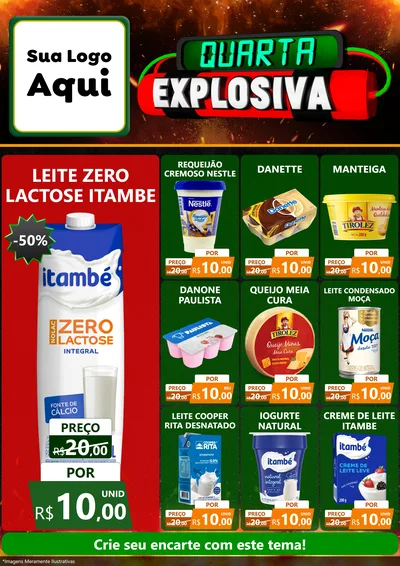 Modelo de Encarte para Encarte A4 Vertical com o tema Quarta Explosiva para Frios e Laticínios