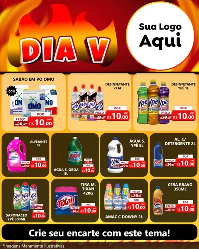 Modelo de Rede Social para Feed Instagram com o tema Dia V para Produtos de Limpeza