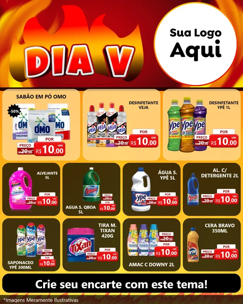 Modelo de Rede Social para Feed Instagram com o tema Dia V para Produtos de Limpeza