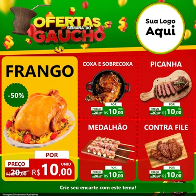 Modelo de Rede Social para Feed Facebook com o tema Ofertas Semana Do Gaúcho para Assados
