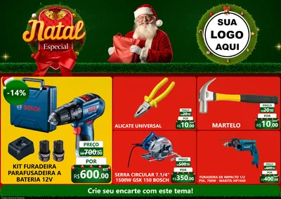 Modelo de Encarte para Encarte A4 Horizontal com o tema Natal Especial para Maquinas e Ferramentas