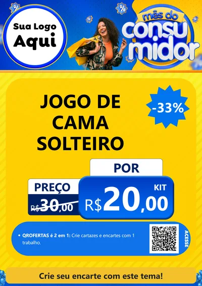 Modelo de Cartaz para Cartaz A4 Vertical com o tema Mês do Consumidor para Cama, Mesa e Banho