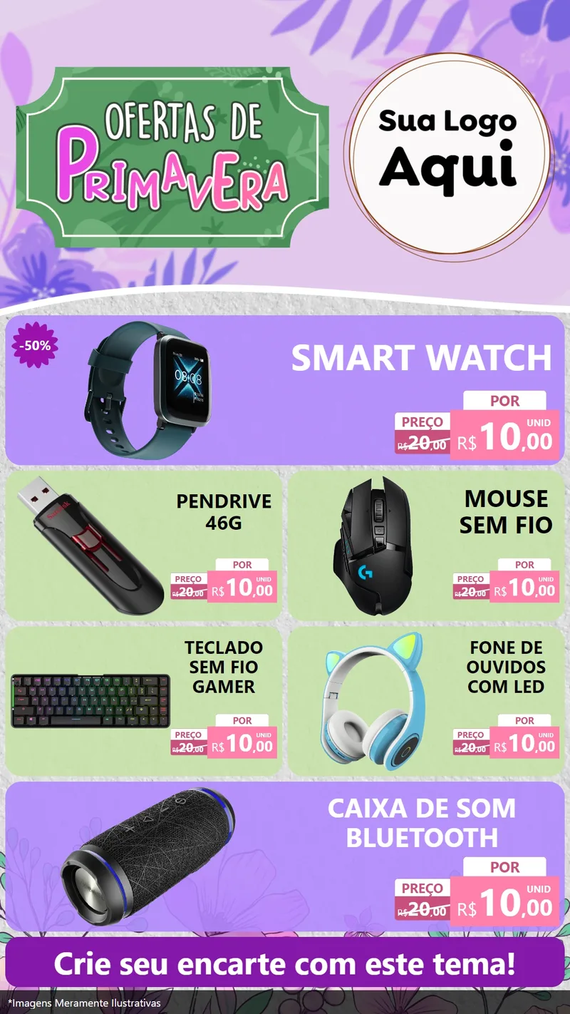 Modelo de TV para TV Vertical com o tema Ofertas de Primavera para Informática