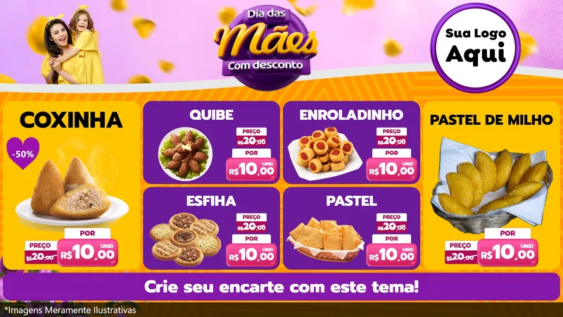 Modelo de TV para TV Horizontal com o tema Dia das Mães com Desconto para Salgadaria