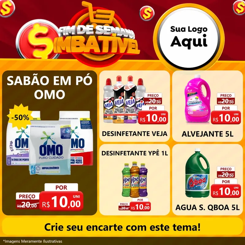 Modelo de Rede Social para Feed Facebook com o tema Fim de Semana Imbatível para Produtos de Limpeza