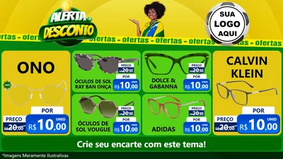 Modelo de TV para TV Horizontal com o tema Alerta de Desconto para Óticas