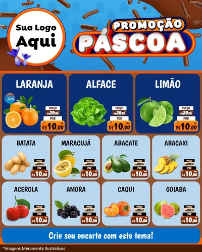Modelo de Rede Social para Feed Instagram com o tema Promoção Páscoa para Hortifrúti