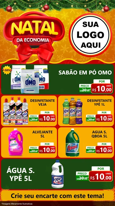 Modelo de TV para TV Vertical com o tema Natal da Economia para Produtos de Limpeza