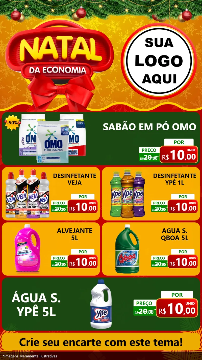 Modelo de TV para TV Vertical com o tema Natal da Economia para Produtos de Limpeza