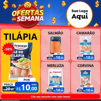 Modelo de Rede Social para Feed Facebook com o tema Ofertas Da Semana para Peixaria