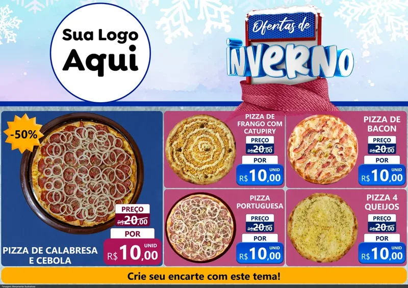 Modelo de Encarte para Encarte A4 Horizontal com o tema Ofertas de Inverno para Pizzaria