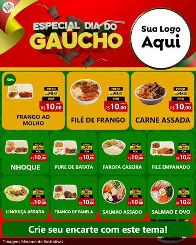 Modelo de Rede Social para Feed Instagram com o tema Especial Dia do Gaúcho para Restaurante