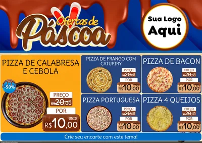Modelo de Encarte para Encarte A4 Horizontal com o tema Ofertas de Páscoa para Pizzaria