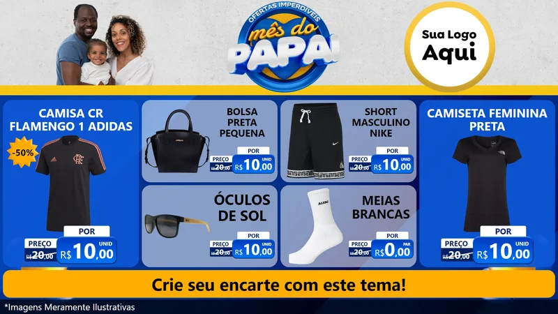 Modelo de TV para TV Horizontal com o tema Ofertas Imperdíveis Mês Do Papai para Roupas e acessórios