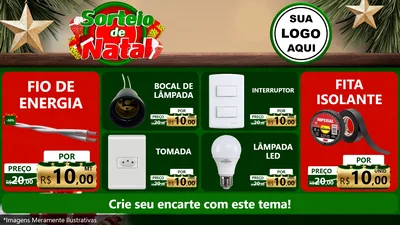 Modelo de TV para TV Horizontal com o tema Sorteio de Natal para Materiais Elétricos