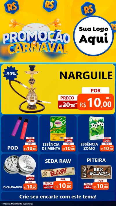 Modelo de Rede Social para Stories com o tema Promoção de Carnaval para Tabacaria
